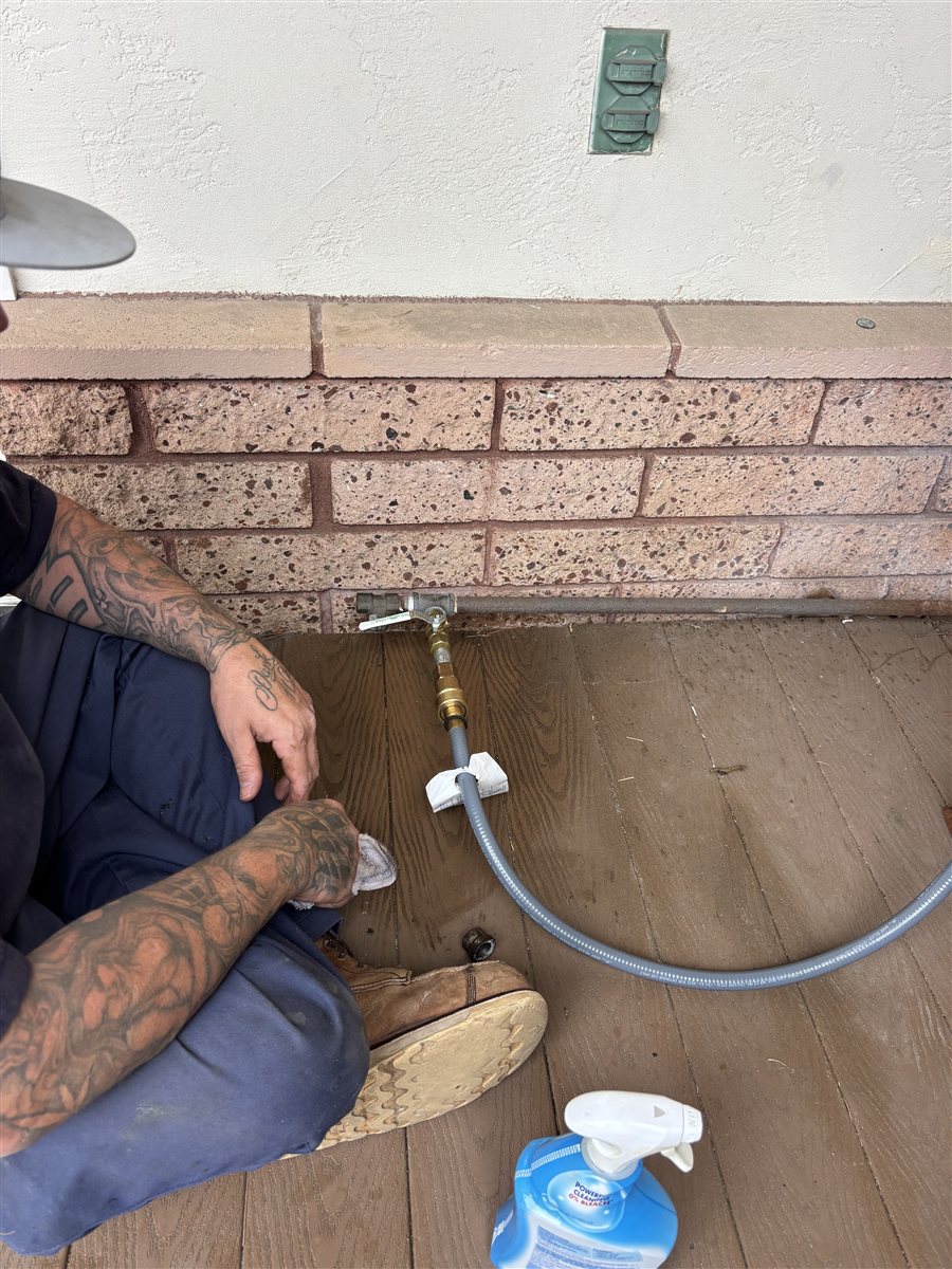 Gas line connection for a grill.