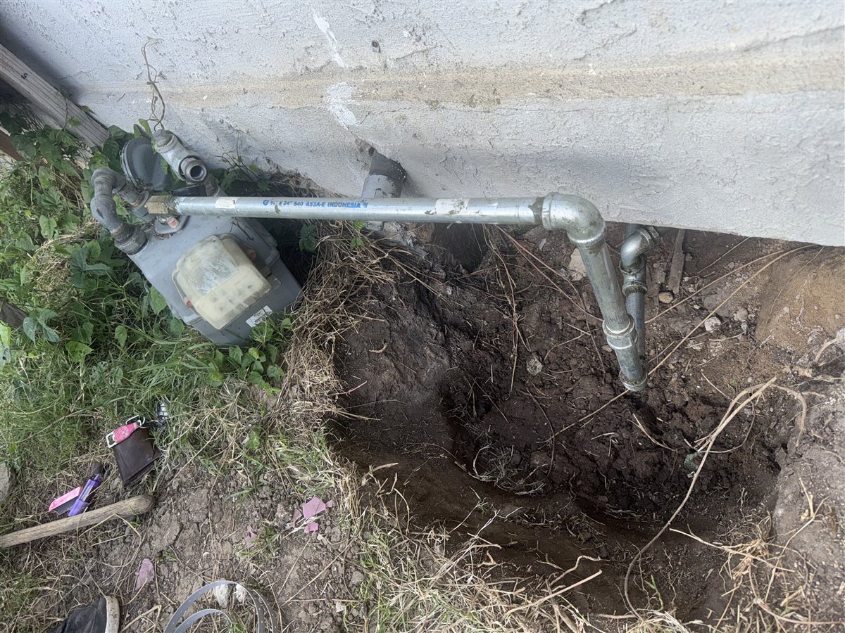 Gas line repair at the meter.