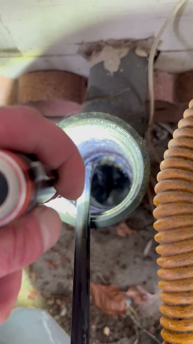 Hydro jetting a cleanout.