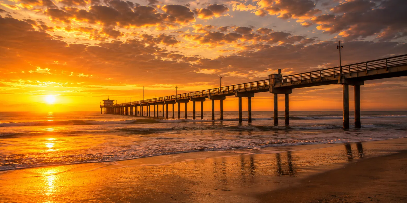 The Imperial Beach Pier at sunset.