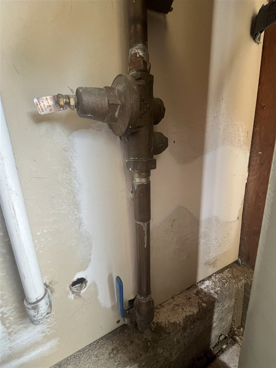 New Wilkins pressure regulator installed on a main line.