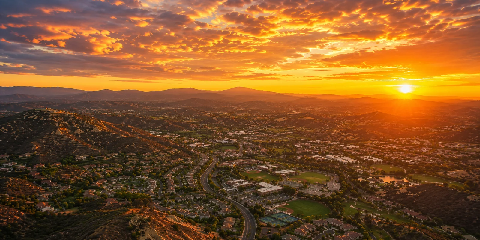 Poway Valley at sunset.