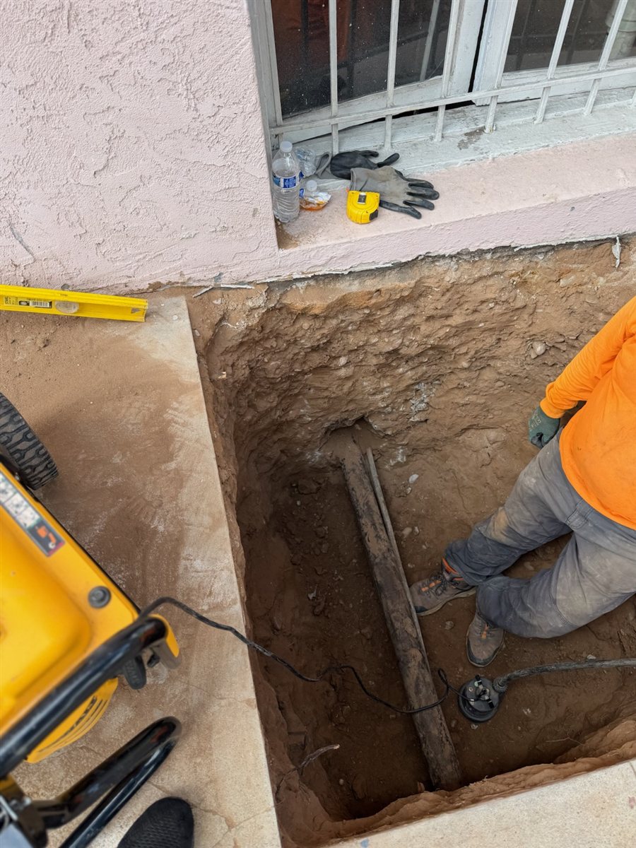 Sewer line excavation.