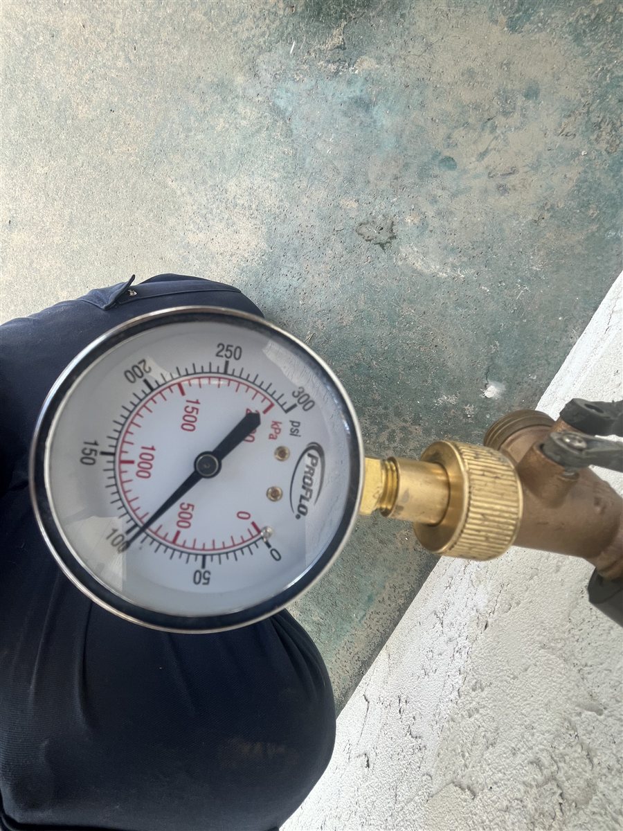 Water pressure test reading at a home.